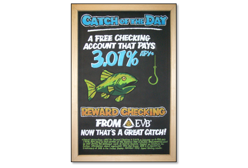 chalkboard art for EVB Reward Checking promotion
